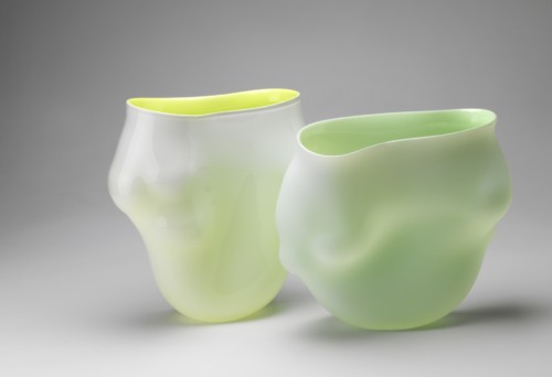 Claud Vase, white/yellow green