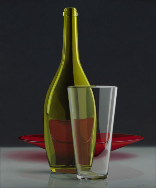 Composition with red bowl