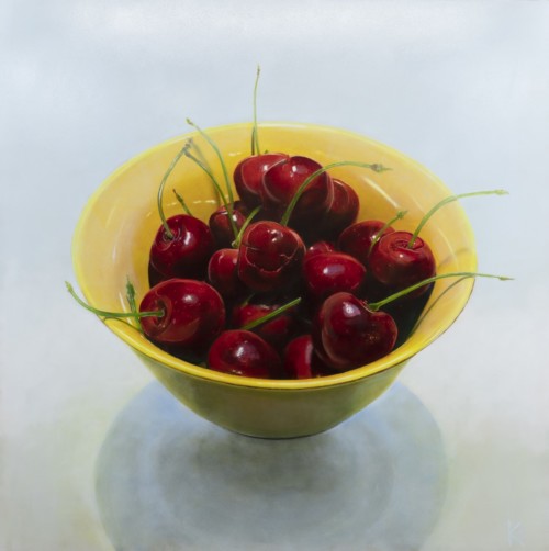 Yellow bowl with Red Cherries