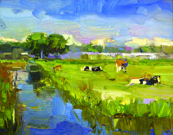 Dutch Landscape with Cows, Water and Trees
