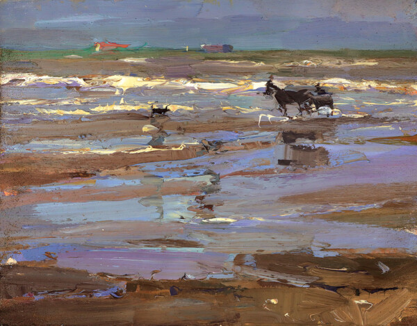 Seascape, 'Horse Carriage in Tints of Purple'