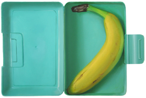 Lunchbox met banana, mintgroen