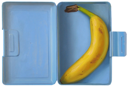 Lunchbox met banana, lichtblauw